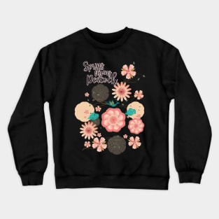 Floral Ornament, Flying Peacock Spring Peach Garden, Decorative Pink Flowers, blossom sakuras BOHO Crewneck Sweatshirt